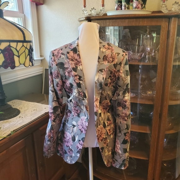 Topman Other - Topman art deco floral slim fit single button sports coat jacket 36R